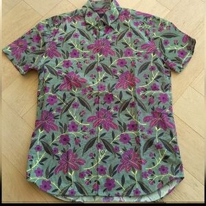 Vintage PRADA tropical flower pattern short sleeve shirt. Made in Italy